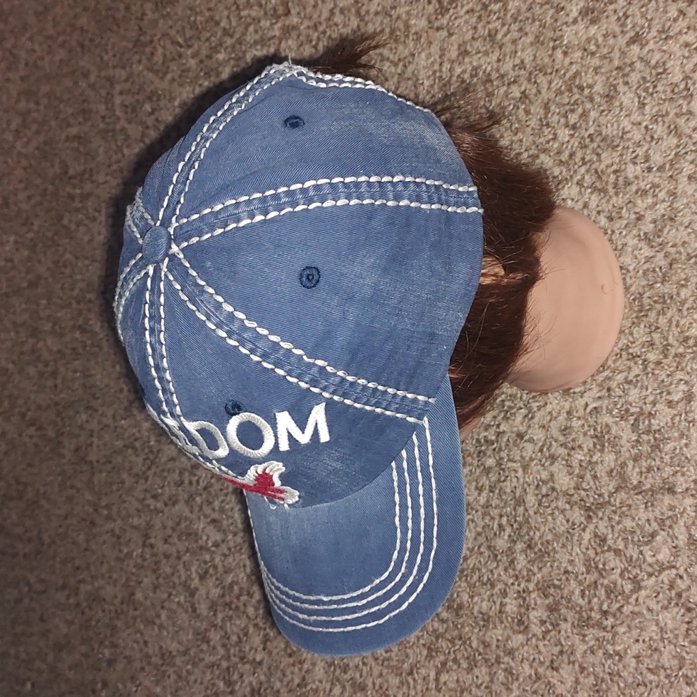 Freedom Eagle Distressed Baseball Strapback Cap - image 3